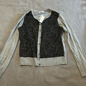 New York & Co Gray & Black lace cardigan NWT